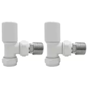 image of White Round Angled Radiator Valves - For Pipework Which Comes From The Wall