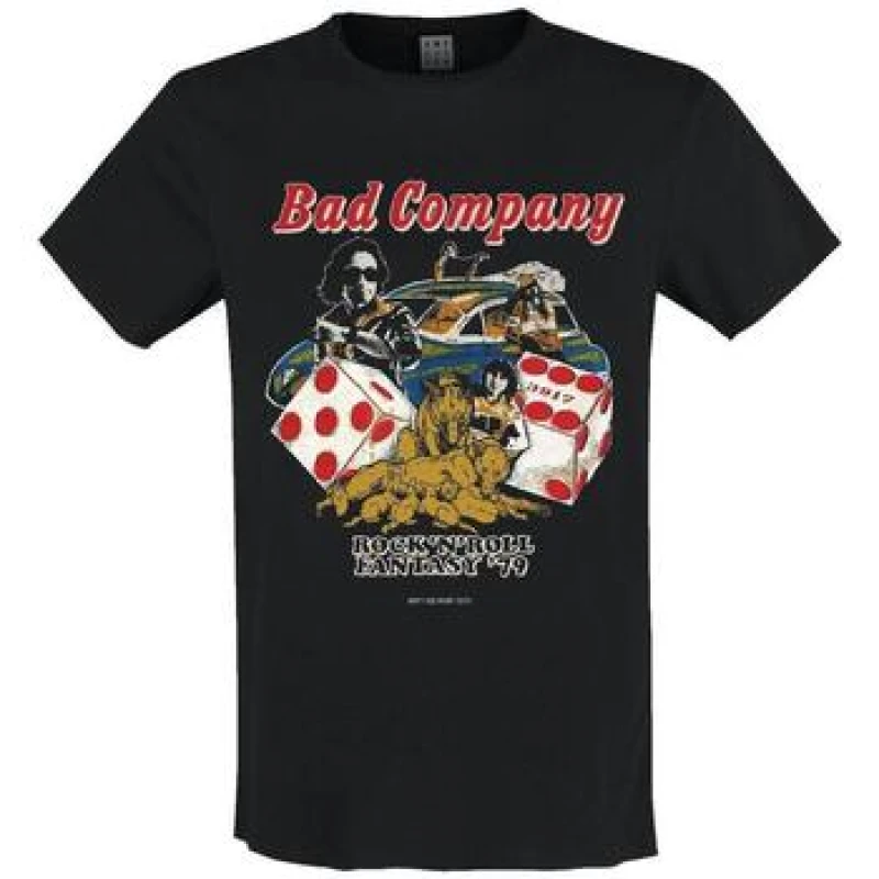 Image of Amplified Amplified Men Rock N Roll Fantasy Bad Company T-Shirt in Black Size: Small Black S Male 5063238019935