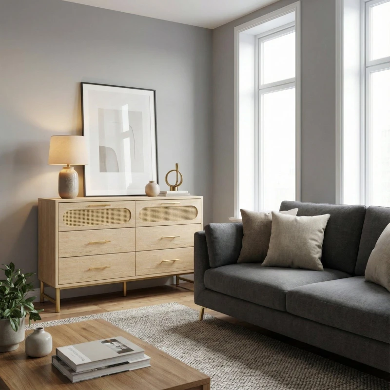 Image of Urban Meuble Modern Sideboard Beige Style Ample Storage Beige unisex One Size