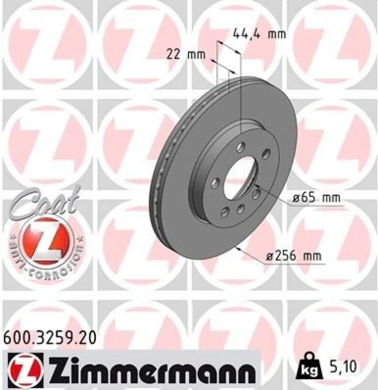 Image of ZIMMERMANN Brake disc ZIMMERMANN 600.3259.20