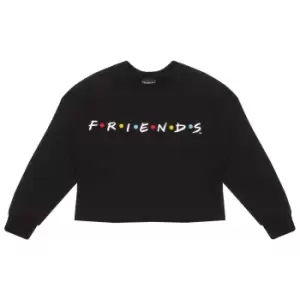 Image of Friends Girls Logo Crop Sweatshirt (11-12 Years) (Black)