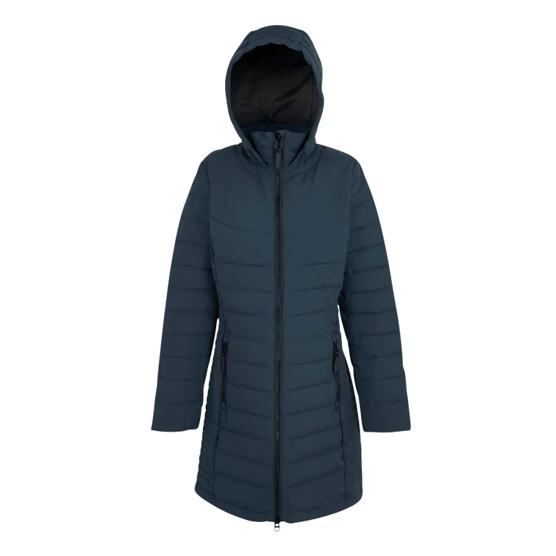 Image of Womens long hooded down jacket Regatta Andria Bleu Female 40