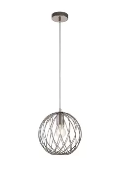 Image of Spherical Caged Ceiling Pendant, 1 x E27, Polished Nickel