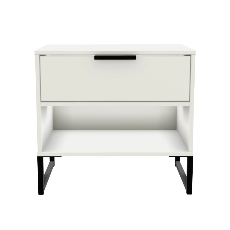 Image of Madrid 1 Drawer 1 Open Bedside In White Matt (Ready Assembled)