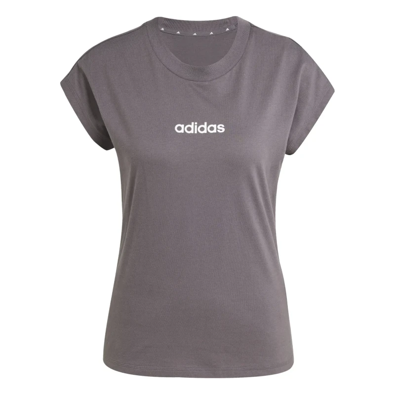 Image of adidas Essentials Linear Cotton T-Shirt Womens Charcoal female M (12-14)