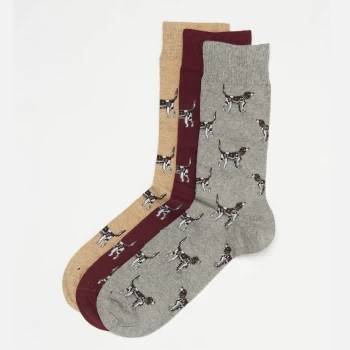 Image of Barbour Mens Pointer Dog Socks Gift Box - Winter Red