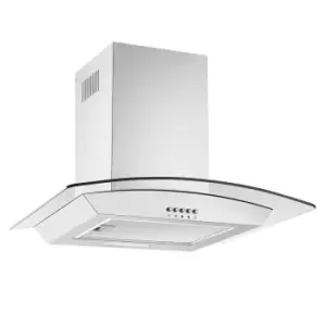 image of Cookology CGL600SS 60cm Curved Glass Chimney Cooker Hood - Stainless Steel