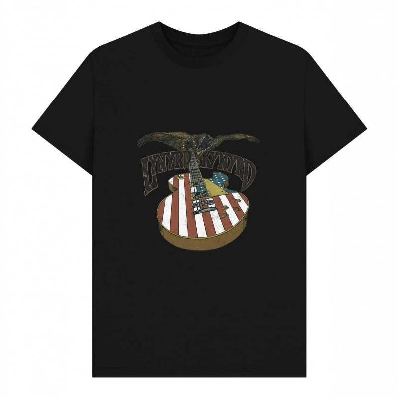 Image of Lynyrd Skynyrd Mens Guitar T-Shirt in Black Size: Small Black Male S