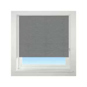 Image of Universal Textured Thermal Blackout Roller Blind, Stripe Charcoal, W90cm