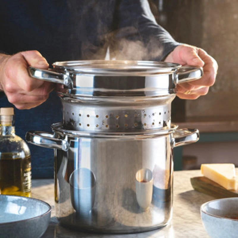 Image of Cooks Professional Pasta Pot with Strainer Stainless Steel Spaghetti Pan 5L Silver unisex