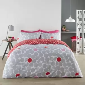 image of Ingo Geometric Print Easy Care Reversible Duvet Cover Set, Pink, Single - Fusion