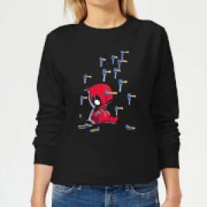 Image of Marvel Deadpool Cartoon Knockout Womens Sweatshirt - Black
