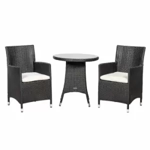 image of Amir Royalcraft Cannes 2 Seater KD Bistro Set Black Synthetic Rattan