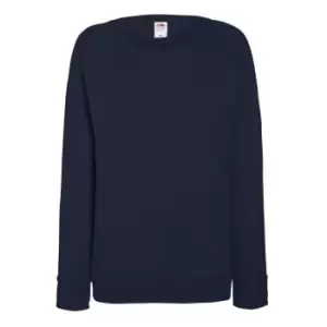 Image of Fruit OF The Loom Ladies Fitted Lightweight Raglan Sweatshirt (240 GSM) (XS) (Deep Navy)