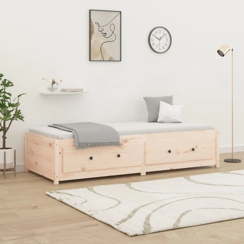 Image of Vidaxl Day Bed 90X190 Cm Single Solid Wood Pine, Brown 821594