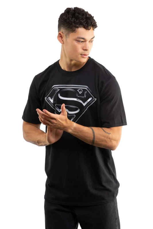 Image of Superman Superman Steel Logo Cotton Mens T-Shirt Black Black