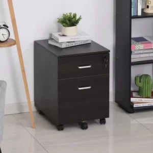 Image of Vinsetto 2-Drawer Locking Office Filing Cabinet w/ 5 Wheels Rolling Storage Hanging Legal Letter Files Cupboard Home Organisation Black