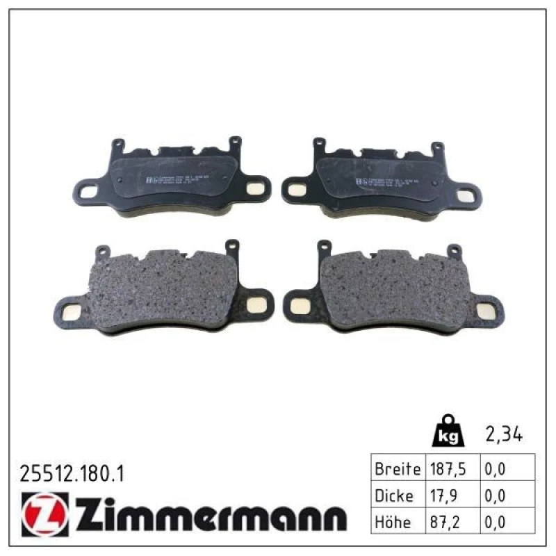 Image of ZIMMERMANN Brake pad set ZIMMERMANN 25512.180.1