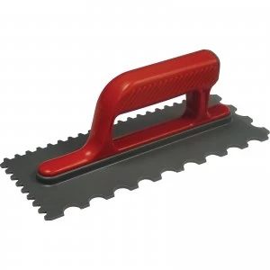 Image of Faithfull V and U Notched Plastic Tiling Trowel Soft Grip Handle 11" 4"