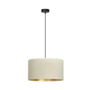 image of Hilde Black Cylindrical Pendant Ceiling Light with White Fabric Shades, 1x E27