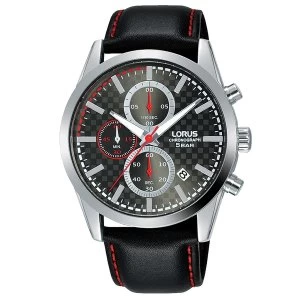 image of Lorus RM399FX9 Mens Dress Chronograph Black Leather Strap Watch