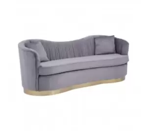 Image of Franza Pleated Grey Velvet Sofa 3 seat