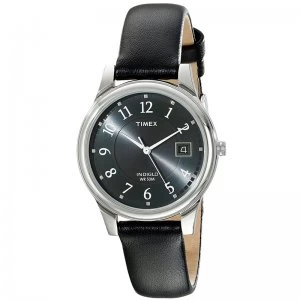 image of Timex Mens Classic Indiglo Watch with Leather Strap Black