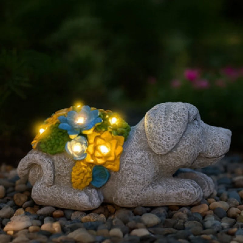 Image of ILFD Group Ltd Solar Dog Garden Ornament 20Cm / 8" - Pack Of 2