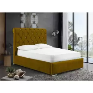 Image of Envisage Trade - Meripa Upholstered Beds - Plush Velvet, Double Size Frame, Mustard - Mustard
