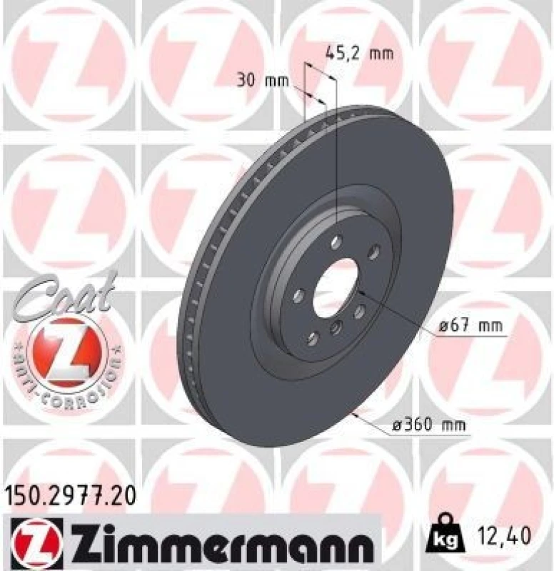 Image of ZIMMERMANN Brake disc ZIMMERMANN 150.2977.20