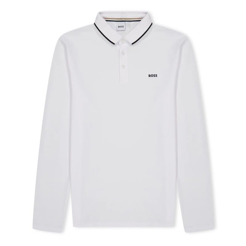 Image of Boss Long Sleeve Polo Juniors - White White 3 - 4 Years