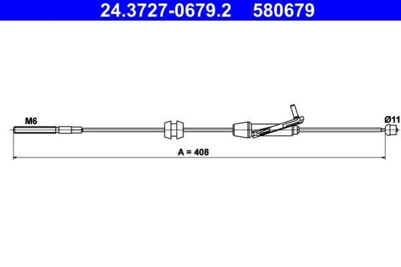 Image of ATE 24.3727-0679.2 Brake Cable 408mm Cable,parking brake (124)