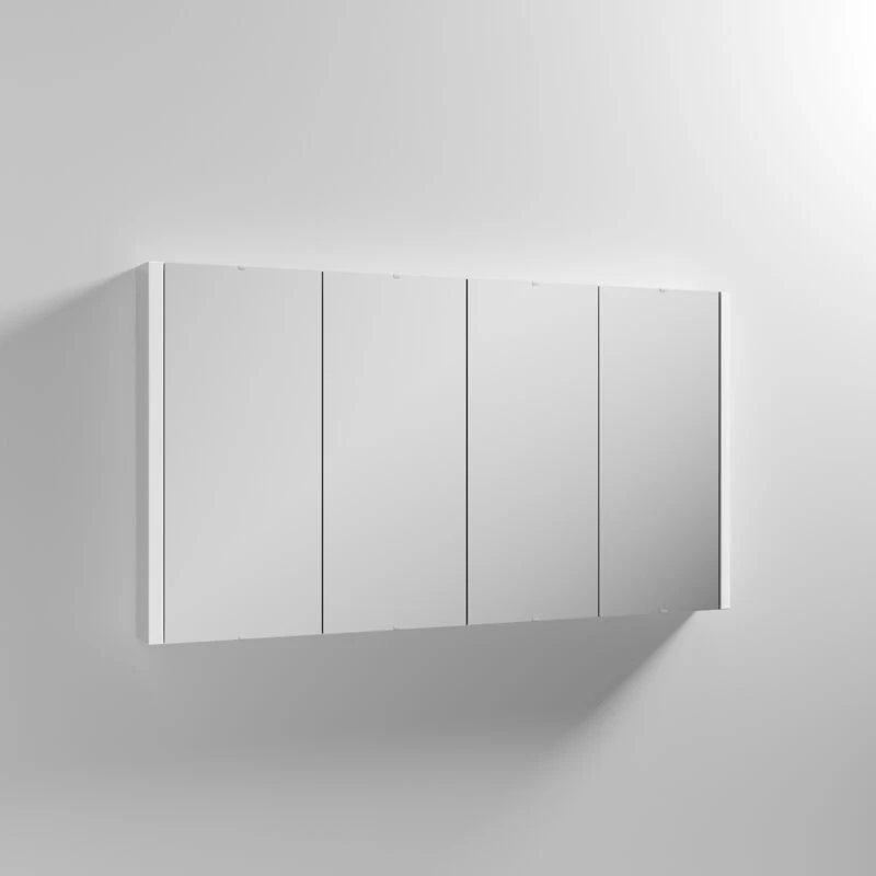 Image of NUIE Nuie - Eden 4-Door Mirrored Cabinet 650mm h x 1200mm w White NVM118