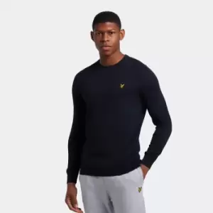 image of Mens Cotton Merino Crew Neck Jumper - Dark Navy - XS