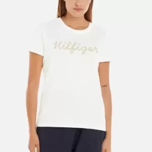 Image of Tommy Hilfiger Regular Gold Logo Cotton T-Shirt - L