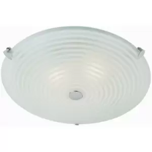 image of Loops - Flush Ceiling Light Frosted/Clear Glass & Chrome Plate 2 x 40W E14 candle