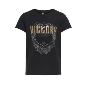 Image of Only KONLINA Girls Childrens T shirt in Black - Sizes 6 years,8 years,10 years,12 years