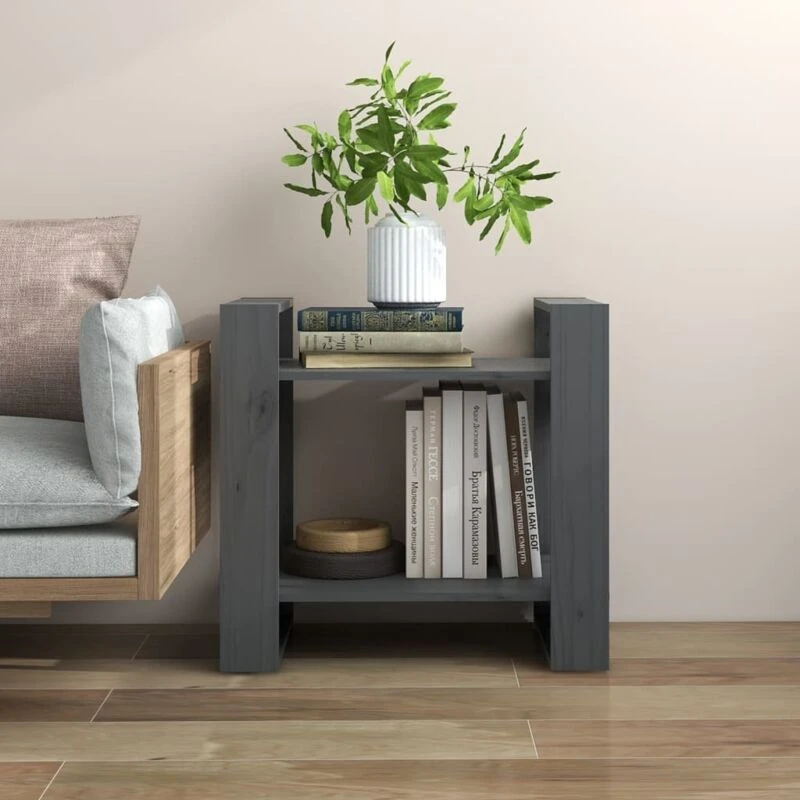 Image of VIDAXL Vidaxl - Book Cabinet/Room Divider Grey 60x35x57cm Solid Wood Pine 8720286905142