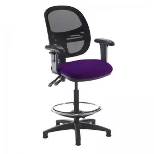 image of Jota mesh back draughtsmans chair with adjustable arms - Tarot Purple