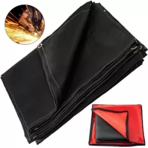 image of VEVOR Welding Blanket Fiberglass Blanket Heavy-Duty Fire Retardant Blanket for Easy Hanging and Protection from Sparks & Splatters (10'X10', Black)