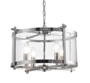 Image of Nolan Cylindrical Ceiling Pendant 4 Light E14 Polished Chrome, Clear Glass