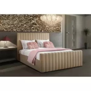 Image of Keesa Contemporary Bed Frame - Plush Velvet, Double Size Frame, Mink - Mink