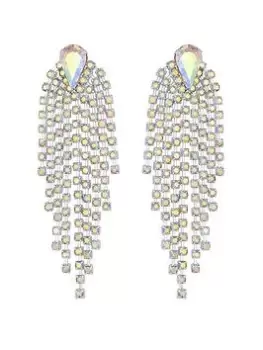Image of Mood Mood Silver Aurora Borealis Crystal Shower Drop Earrings, Silver, Women