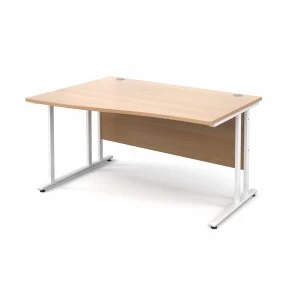 Image of Maestro 25 WL Left Hand Wave Desk 1400mm - White Cantilever Frame bee