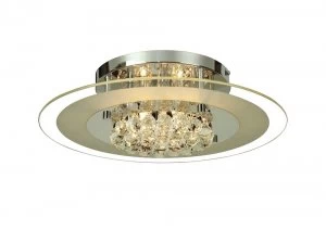 Image of Flush Ceiling Round 6 Light Polished Chrome, Glass, Crystal