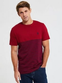 image of U.S. Polo Assn. U.s Polo Assn Fade Stripe Ringer T-Shirt, Red Size M Men