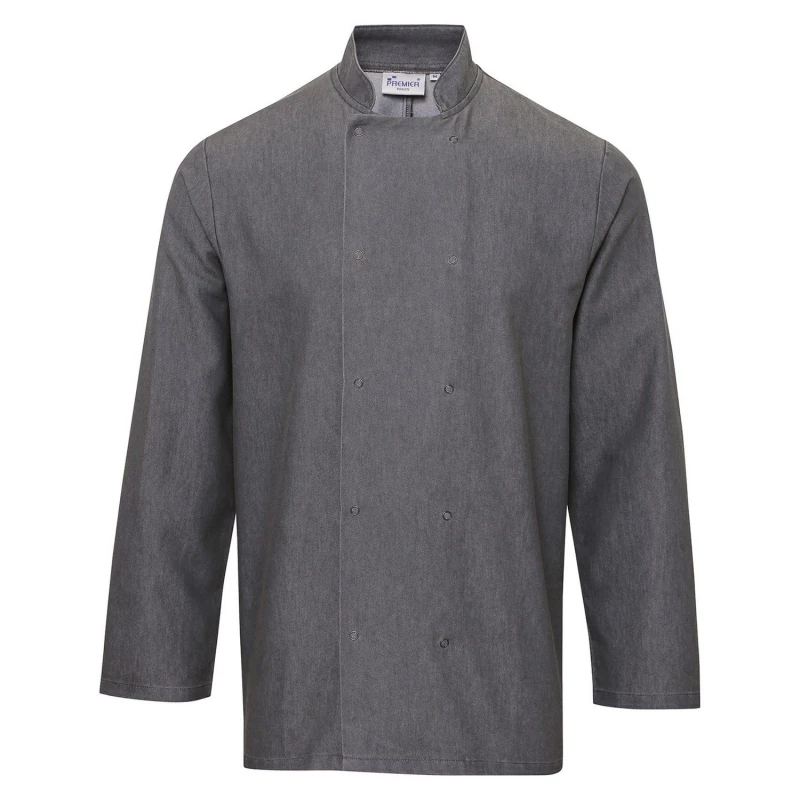 Image of Premier Premier Men Wrap Over Long-Sleeved Chef Jacket in Dark Grey Size: 3X-Large Dark Grey XXXL Male 5063470391851