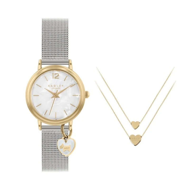 Image of Radley RY4517A-SET Two Tone Mesh Bracelet Watch And Necklace Gift Set - W51370