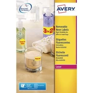 image of Avery Laser Label 99.1x38.1mm Neon Yellow Pack of 350 L7263-25