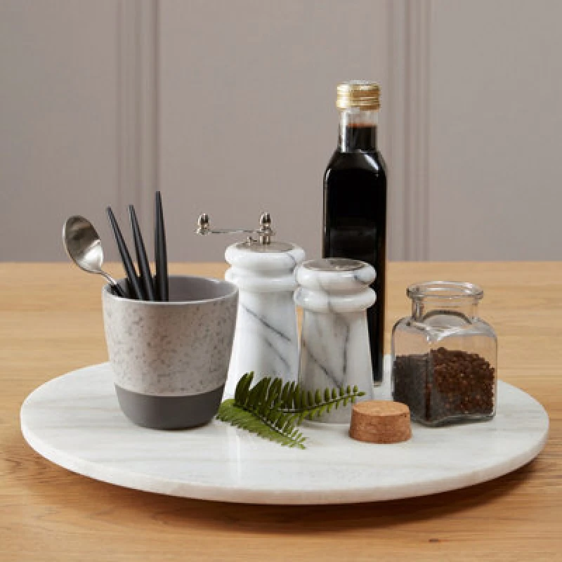 Image of Premier Housewares Kindia Round Marble Lazy Susan White